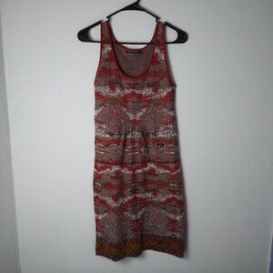 Peruvian Connection Pima Knit Dress Tank Midi Shift Empire Waist Brick Taupe XS